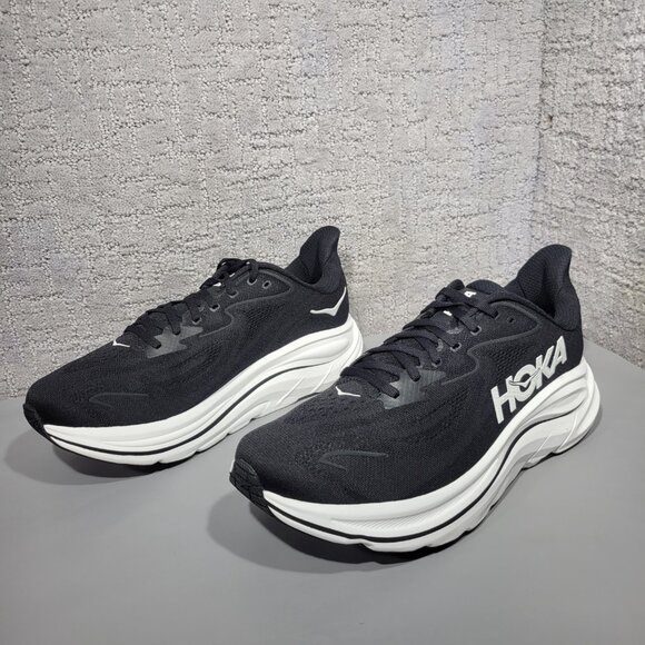 Hoka One One Clifton Wide 10 Men's Size US 10.5 2E Black White Athletic Sneakers - Picture 5 of 12